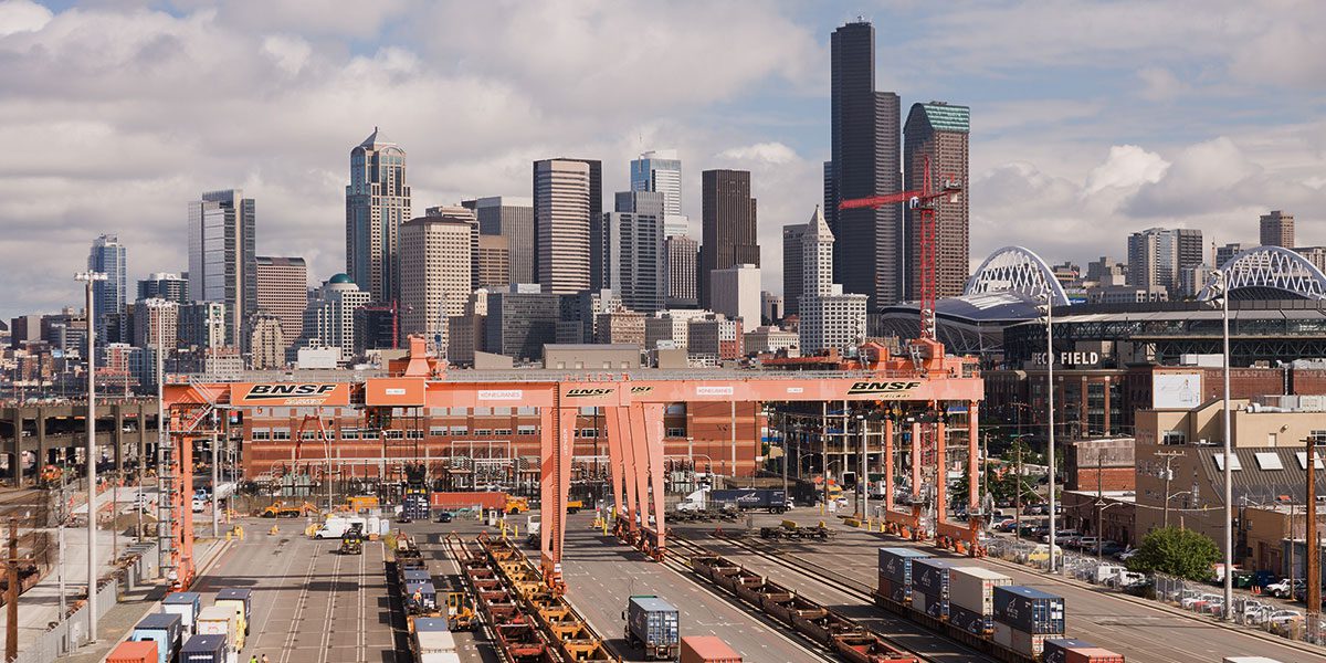 BNSF rails in SODO, Seattle